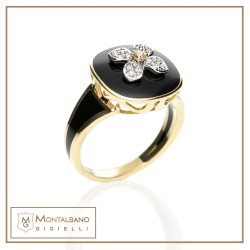 Anello Allegra smalto con fiore 18 kt
